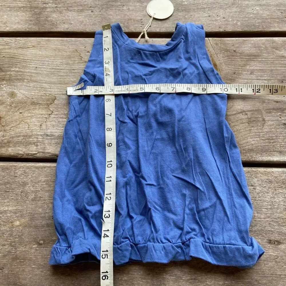 kit + lili Girls Tank Top Size 4 Blue‎ Knit Solid Gathered Waist Boutique NEW